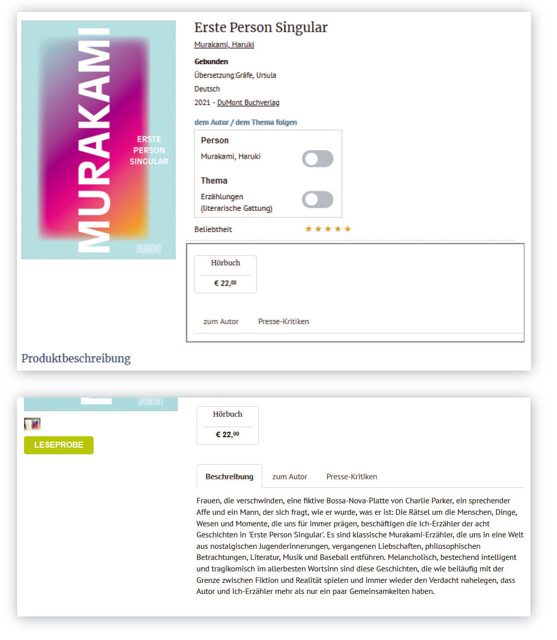 Produktdaten – lückenhaft und vollständig: Zeitfracht bearbeitet Datensätze nach und pflegt auch zeitnah Hinweise von Buchhändlern ein, etwa zu nützlichen Verknüpfungen. Die Fotos zeigen die Produktdarstellung bei buchkatalog.de – oben mit Lücken, unten die mittlerweile vollständige Version.
