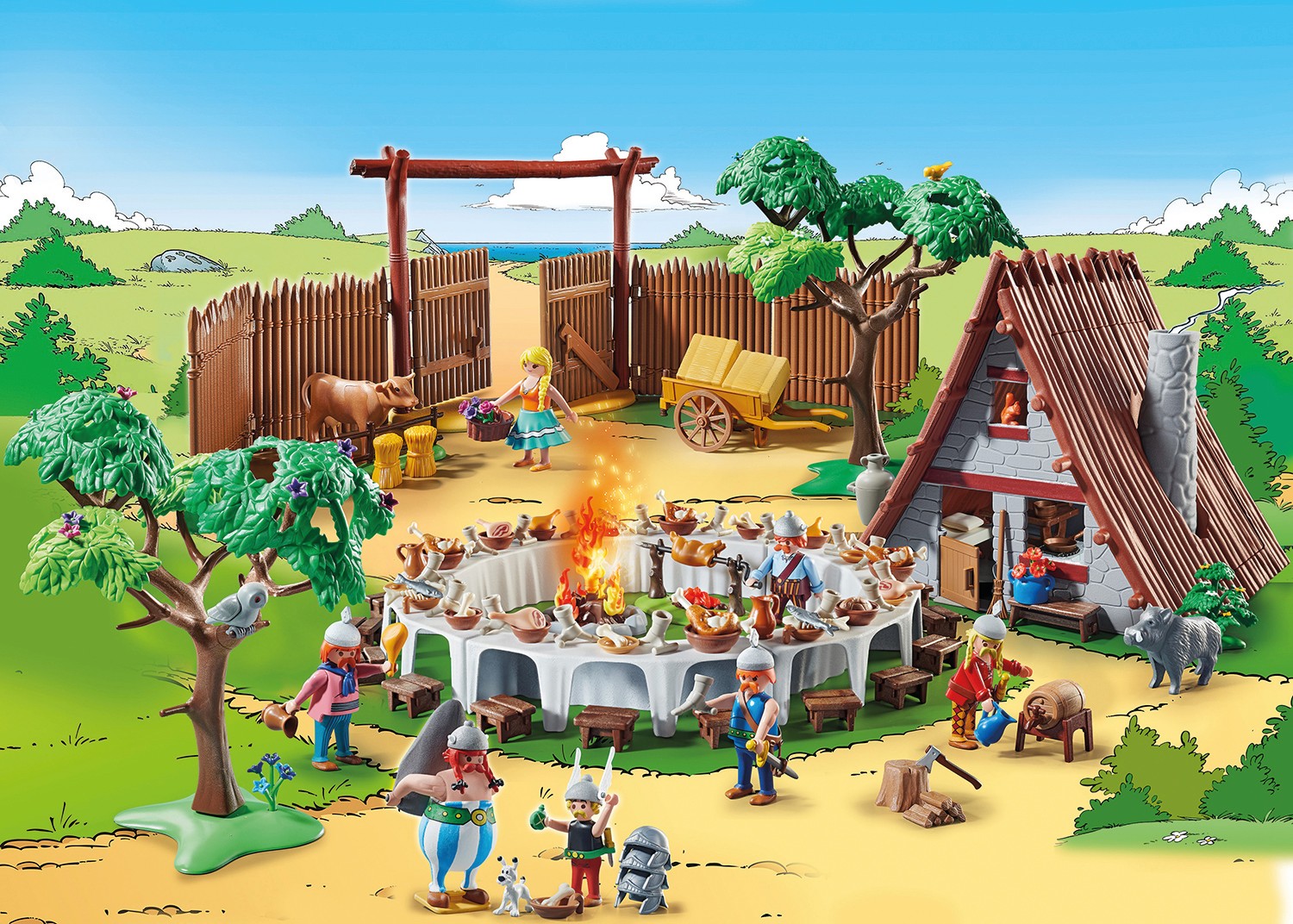 Das Widerstands-Dorf: Gleich mit mehreren Sets startet Playmobil seine Asterix-Welt, das Dorffest, Schlussmotiv jedes Comic-Bandes, liefert die Grundausstattung. (Foto: Playmobil)