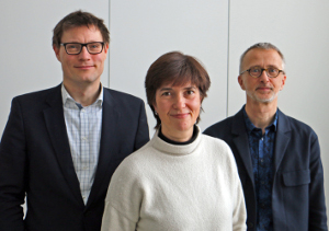 Stellv. Sprecher Henning Schönenberger (Director Product Data and Metadata, Springer Nature), stellv. Sprecherin Marion Seelig (Digital Development / Data Management, Ullstein Buchverlage) und Sprecher Dr. Detlef Bauer (Katalogredaktion / Data Integration Management, Libri, v.l.n.r., Foto: Petra Gass)