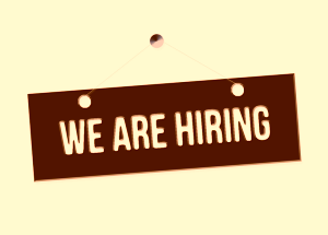 „We are hiring”-Schild (Foto: Pixabay)
