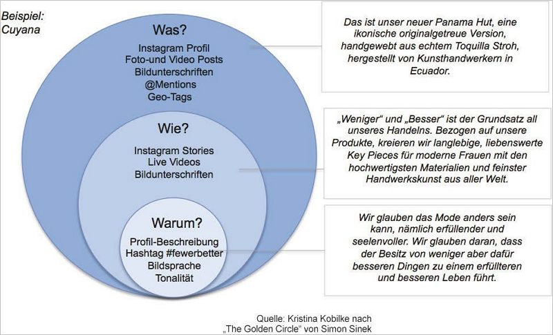 Instagram-Content-Formate übertragen auf das Modell des Golden Circles