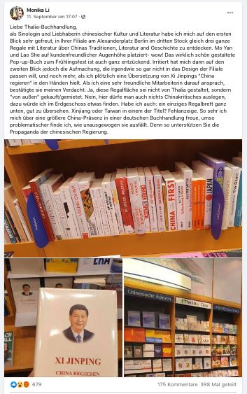 Regime Im Regal Thalia Fallt Mit Gekaufter China Inszenierung Auf Buchreport